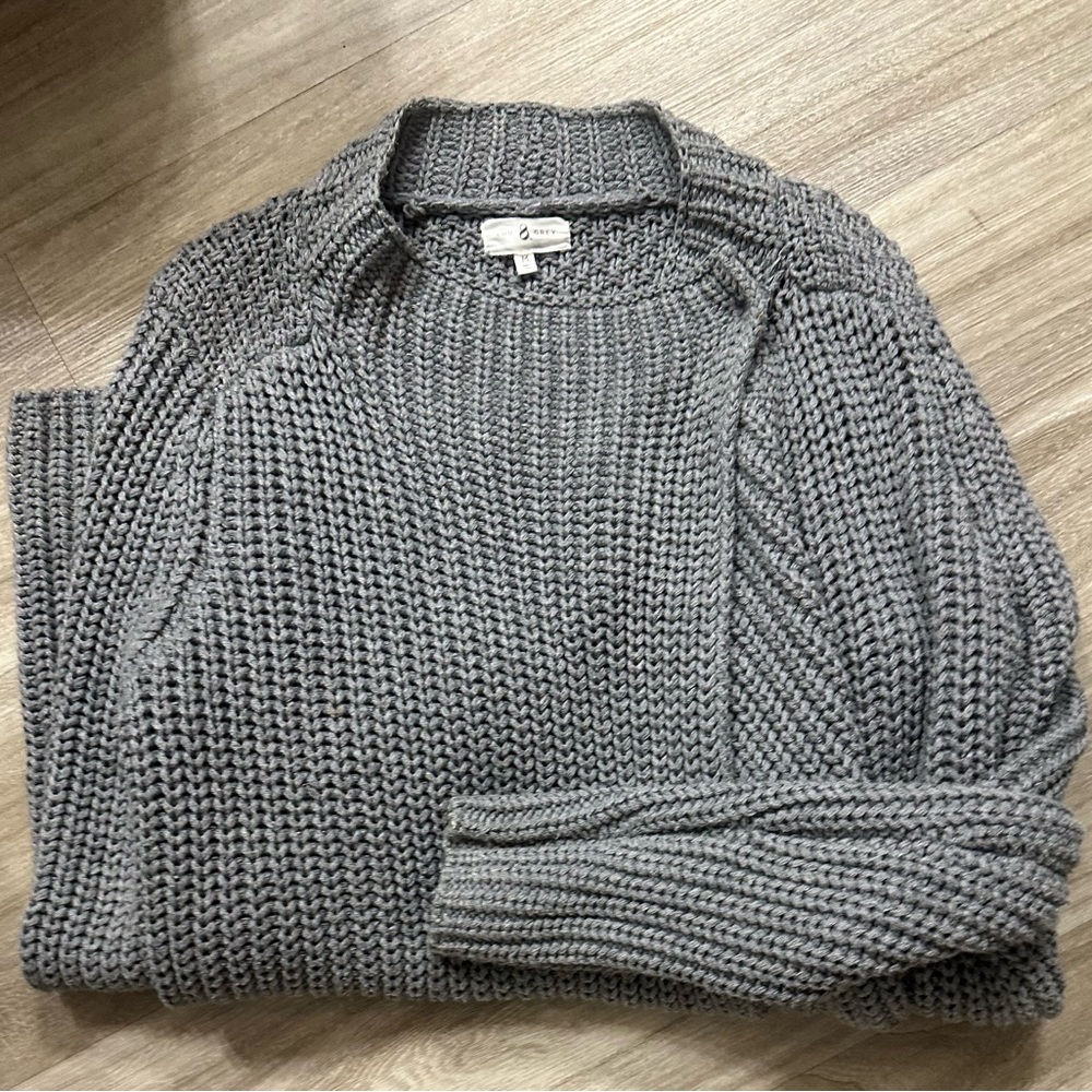 Lou & Grey Gray Knit Crewneck Sweater